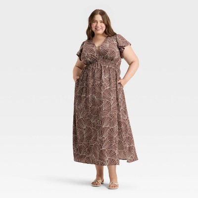 Women's Flutter Short Sleeve Maxi A-Line Dress - A New Day™
