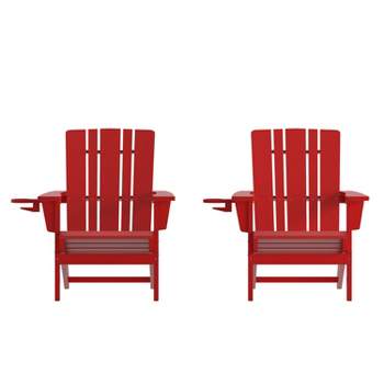 Merrick Lane Adirondack Chair with Cup Holder, Weather Resistant HDPE Adirondack Chair