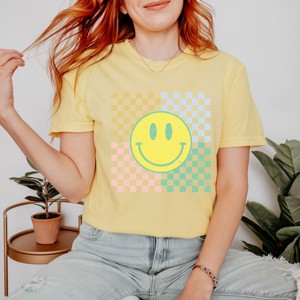 Simply Sage Market Four Square Smiley Face Garment Dyed Tee - 1 of 4