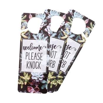 Juvale 3 Pack Do Not Disturb, Welcome Please Knock Door Hanger Sign, Succulent (9.45 x 3.5 in)