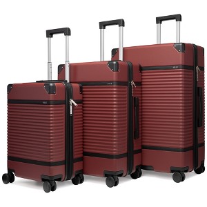 ELLE Luggage Checked Belleville 3pc Expandable Retro Spinner Hardside Suitcase Set - 1 of 4
