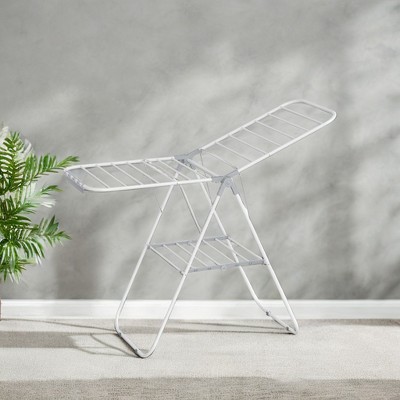 Free-Standing Metal Clothes Drying Rack with Sock Clips Foldable Laundry Drying Rack Space-Saving Design Clothes Dryer