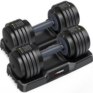 GIKPAL 5 in 1 Adjustable Dumbbells , 1 Sec Fast Change Weights with Anti-Slip Handle, 5 Weight Options for Full Body Workout - 1 of 4