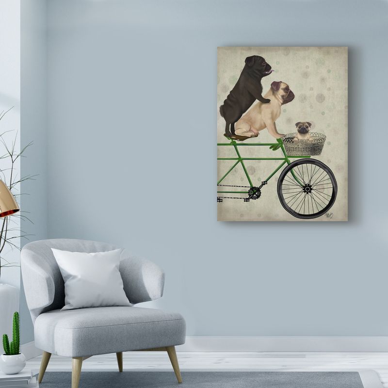 Trademark Fine Art -Fab Funky 'Pugs On Bicycle' Canvas Art, 3 of 5