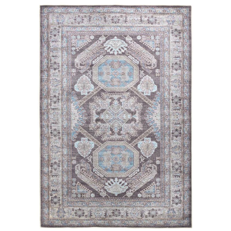 Percy Transitional Medallion Gray/Taupe/Blue Area Rug, 1 of 8