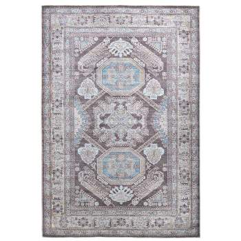 Percy Transitional Medallion Gray/Taupe/Blue Area Rug