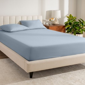 260 Thread Count Organic Cotton Percale Fitted Sheet by Bare Home - 1 of 4