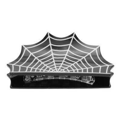 Unique Bargains Halloween Spider Web Style Hair Clips Black White 1 Pc