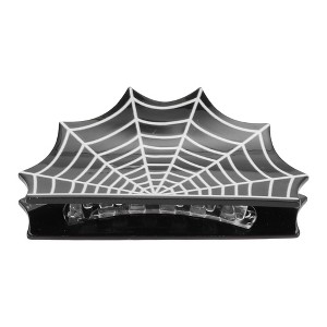 Unique Bargains Halloween Spider Web Style Hair Clips Black White 1 Pc - 1 of 3