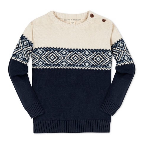 Hope & Henry Boys' Organic Long Sleeve Intarsia Crew Neck Pullover Sweater with Buttons, Kids - image 1 of 4