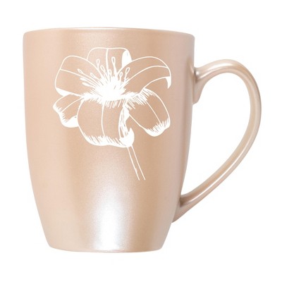Elanze Designs Botanical Floral Nature Coffee Cup Mug 10 Ounce Ceramic With Shimmery Metallic Finish Elegant Minimalist Daylily Flower Silhouette