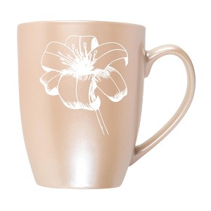 Elanze Designs Botanical Floral Nature Coffee Cup Mug 10 Ounce Ceramic With Shimmery Metallic Finish Elegant Minimalist Daylily Flower Silhouette - 1 of 4