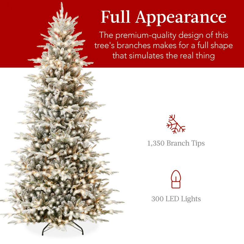 Best Choice Products Pre-Lit Flocked Artificial Aspen Noble Fir Christmas Tree w/ Branch Tips, LED Lights, 5 of 8