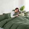 Olive Green Queen Duvet Cover Set, 3 Piece, Soft Double Brushed, 90x90 Inch Duvet with Buttons, 2 Pillow Shams - 3 of 4
