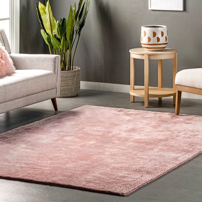Loni Pink 3' x 5' Machine Washable Solid Shag Area Rug