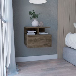 NicBex 1 Drawer Floating Nightstand,Wall Mounted Bedside Table with 2 Shelves,Modern Side Table for Bedroom - 1 of 4