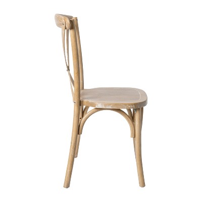Natural White Grain Wood Cross Back Dining Chair