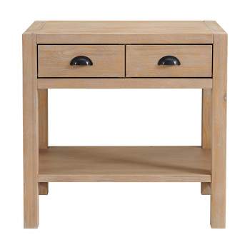 Arden 2 Drawer Wood Nightstand with Open Shelf Light Driftwood - Alaterre Furniture