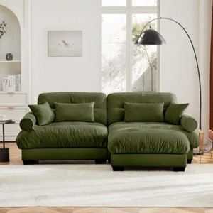5 Pieces Sofa With Ottoman, 4 Seater Sectional Sofas Large With Waist Pillow And Throw Pillows, Large L Shape Sofa For Living Room-Cuddlewood - 1 of 4