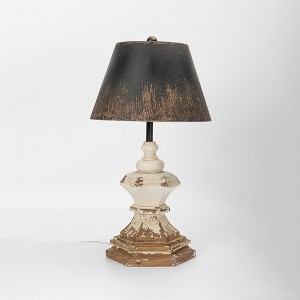 Rustic Vintage Table Lamp with Distressed Finish, Height 24.80", Width 13.39" for Home Decor, 1pc - 1 of 4