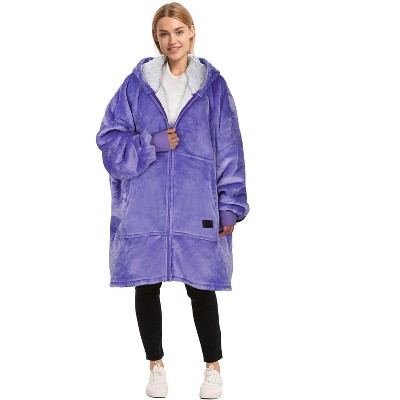 Womens' Hoodie Zip Up Sweatshirt with Full Fleece Lined, Oversized Zip-Up Adult Blanket Hoodie Wearable for Womens Men - Catalonia