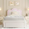 Twin Size Bed Frame with Storage Drawer , Velvet Princess Platform Bed with Adjustable Headboard, Wood Slats Support - 3 of 4