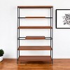 HomeRoots 70" Oak And Black Metal and Wood Six Tier Etagere Bookcase - 2 of 4