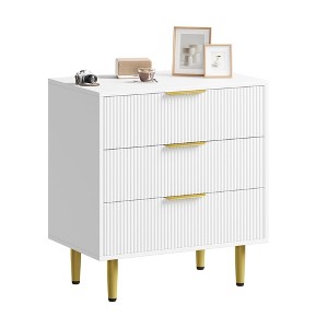 5 /6/3 Drawer Fluted Dresser for Bedroom, Wooden Chest with Metal Handles & Feet, Modern Storage Organizer - 1 of 4