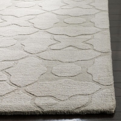 Gray Geometric Tufted Wool 6' Square Area Rug