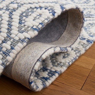 Elegant Marbella 4' x 6' Blue and Ivory Hand-Woven Area Rug