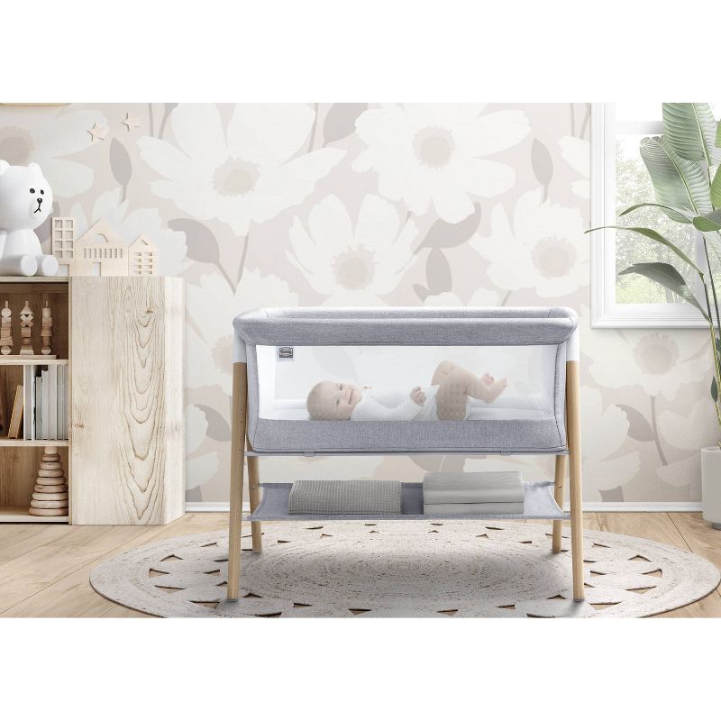 Simmons Kids&#39; Koi Beechwood By the Bed Bassinet - Dove Gray, 4 of 15