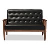 Sorrento Mid-Century Retro Modern Faux Leather Upholstered Wooden 2 Seater Loveseat - Baxton Studio - image 2 of 4