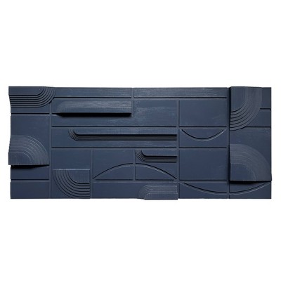 Blue Geometric Abstract Canvas Wall Art, 19"x45"