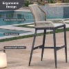 PURPLE LEAF 2 Pieces Bar Stools Patio Modern Rattan Barstools Aluminum Woven Tall Bar Chairs with Cushions for Outdoor Kitchen Island Garden - 3 of 4