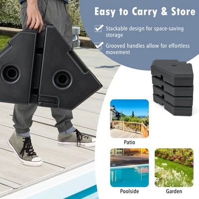 Black Octagonal Heavy-Duty Patio Umbrella Base Weight Set