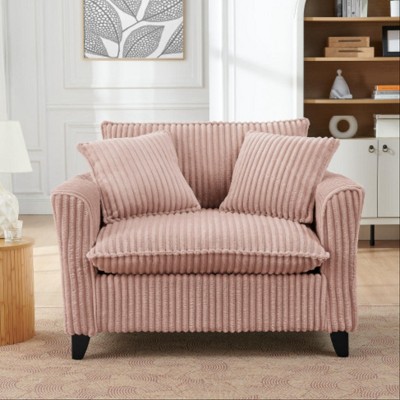 TIRAMISUBEST Lazy Chair Corduroy Tufted Cloud Soft Backrest Ergonomic Design, Plush Cushion Upholster, Pink/ Brown/ Blue/ Beige/ Black/ Gray