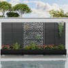Wooakway 142"W × 72"H Black Rectangle Metal Planter Box with Trellis Raised Garden Bed with Arbor Privacy Screen with Wheels - 2 of 4