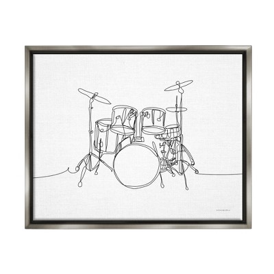 Stupell Industries Drum Kit Musician Line Doodle Framed Canvas