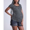 Women's Square Neck Rib Knit Short Sleeve Top | Motherhood Maternity - 4 of 4