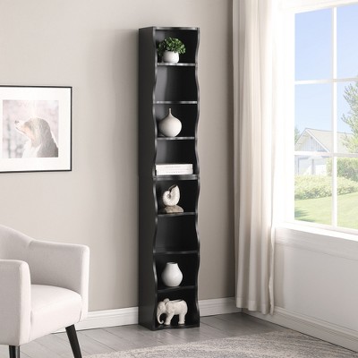 PDTEND 8-Tier Multi-functional Adjustable Ultra-Thin Bookshelf with Wavy Border Design for Home, Office, Display & Storage
