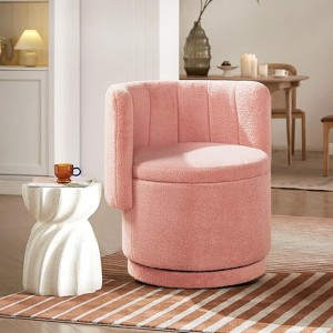 RISOKEYS 360° Swivel Accent Chair with Hidden Storage,Comfy Upholstered Barrel Chair for Living Room,Office,Bedroom,Small Spaces - 1 of 4
