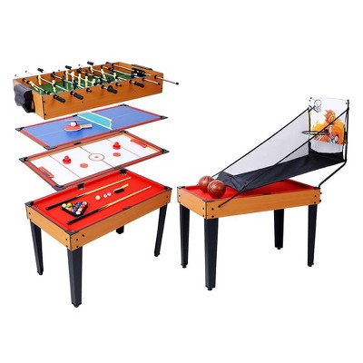 5 in 1 Multi-Game Table, Combo Game Table with Billiards, Push Hockey, Foosball, Ping Pong, Basketball, Portable Multi Game Combination Table Set