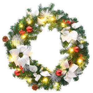 vidaXL Christmas Wreath Green, Silver, Red, White PVC 23.6 in diameter - Green & White - 1 of 4