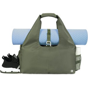 Yoga Gym Bag for Women Men, Shoe Compartment, Wet Dry Pockets & Adjustable Yoga Mat Holder - 1 of 4