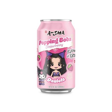 A-Sha Foods Kuromi x Katseye RTD Popping Boba Strawberry - 10.5 fl oz