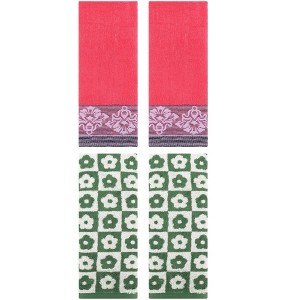 REGALWOVEN 4 Pcs Floral Soft Absorbent Decorative Bathroom Hand Towels - 1 of 4