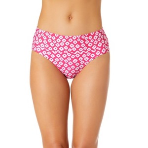 Women's Shibori Geo Soft Band Mid Rise Bikini Swim Bottom - 1 of 4