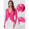 INSPIRE CHIC Women's Tie Front Ruffled Hem Floral Lace Sheer Crop Bolero Shrug - 2 of 4