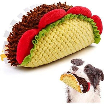 Prime Pets Plush Taco Dog Toy, Dog Squeaky Toys, Food Shaped Pet Toy for Small Medium Large Dogs, Stuffed Puppy Chew Toys