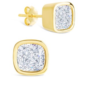 SHINE by Sterling Forever Sterling Silver Cushion Cut Bezel Set Stud Earrings - 1 of 4
